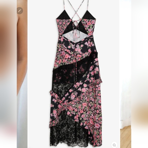 🍋For Love and Lemons Rosalyn Black Floral Maxi Dress - Picture 5 of 16